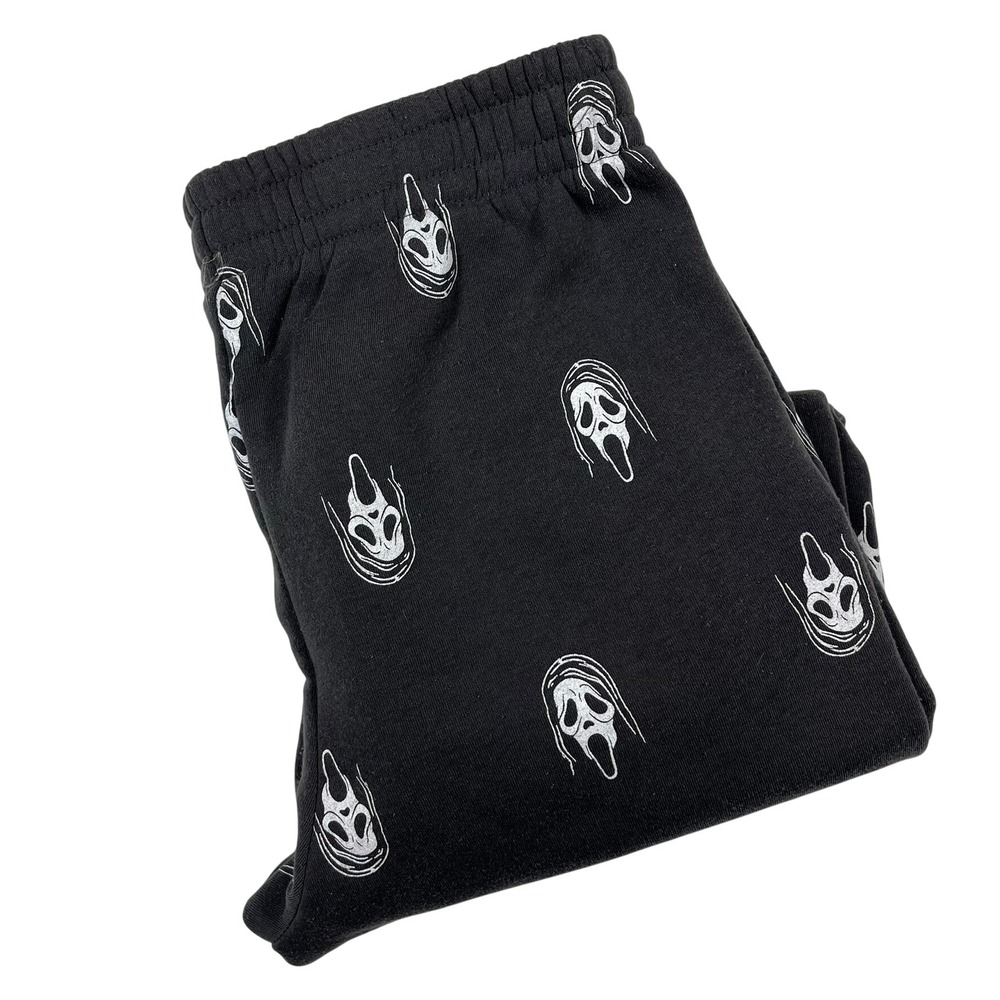 Ghostface Scream Movie Sleep Pants‎ Mens Medium Black All Over Print Jogger